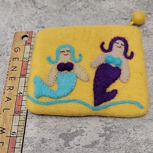 Felted mermaid coin zip coin purse bag - Picture 5 of 6